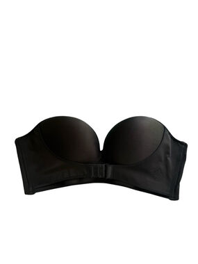 O2 Strapless Black Smooth Push-Up Bra Bustier Intimates Size 38/85 Supportive